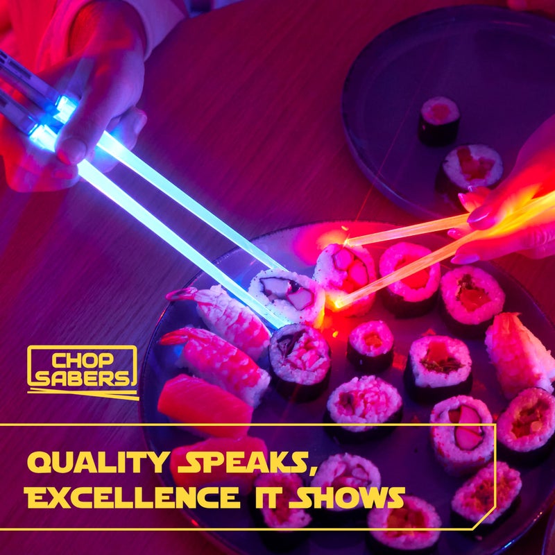 ChopSabers LightSaber Chopsticks Light Up Saber Led (4 Pairs, Red Blue Green Purple) - Image 3